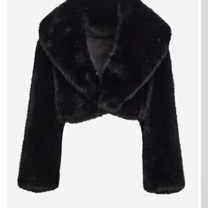 Elegant Black Faux Fur Jacket